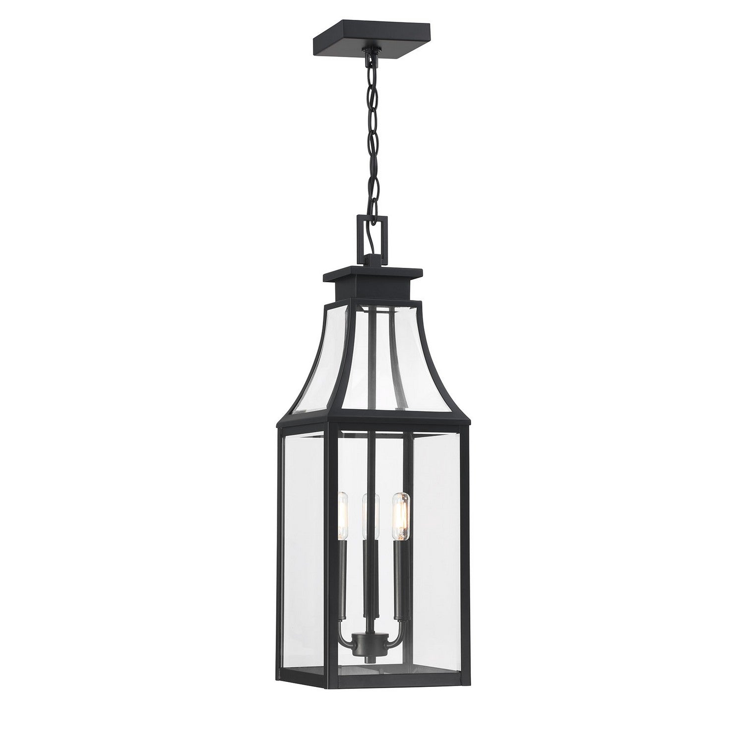 Emery Three Light Outdoor Hanging Lantern in Matte Black
