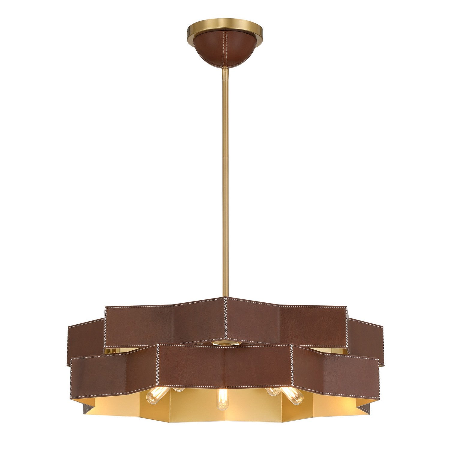 Atherton Five Light Pendant in Warm Brass