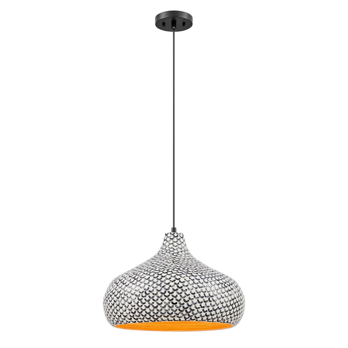 Suspension Jade One Light en coquillage noir et blanc