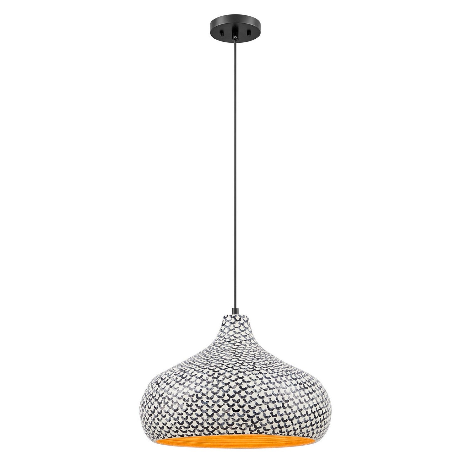 Jade One Light Pendant in Black and White Shell