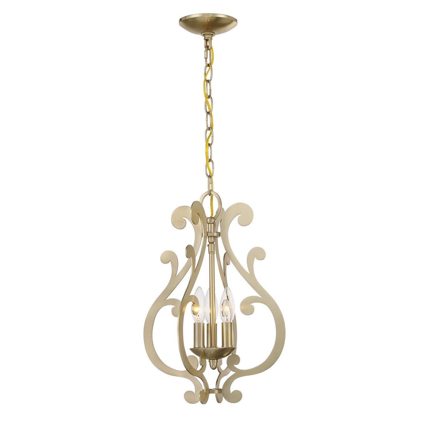 Suspension trois lumières Lombard en laiton noble