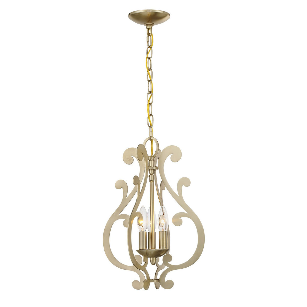 Lombard Three Light Pendant in Noble Brass