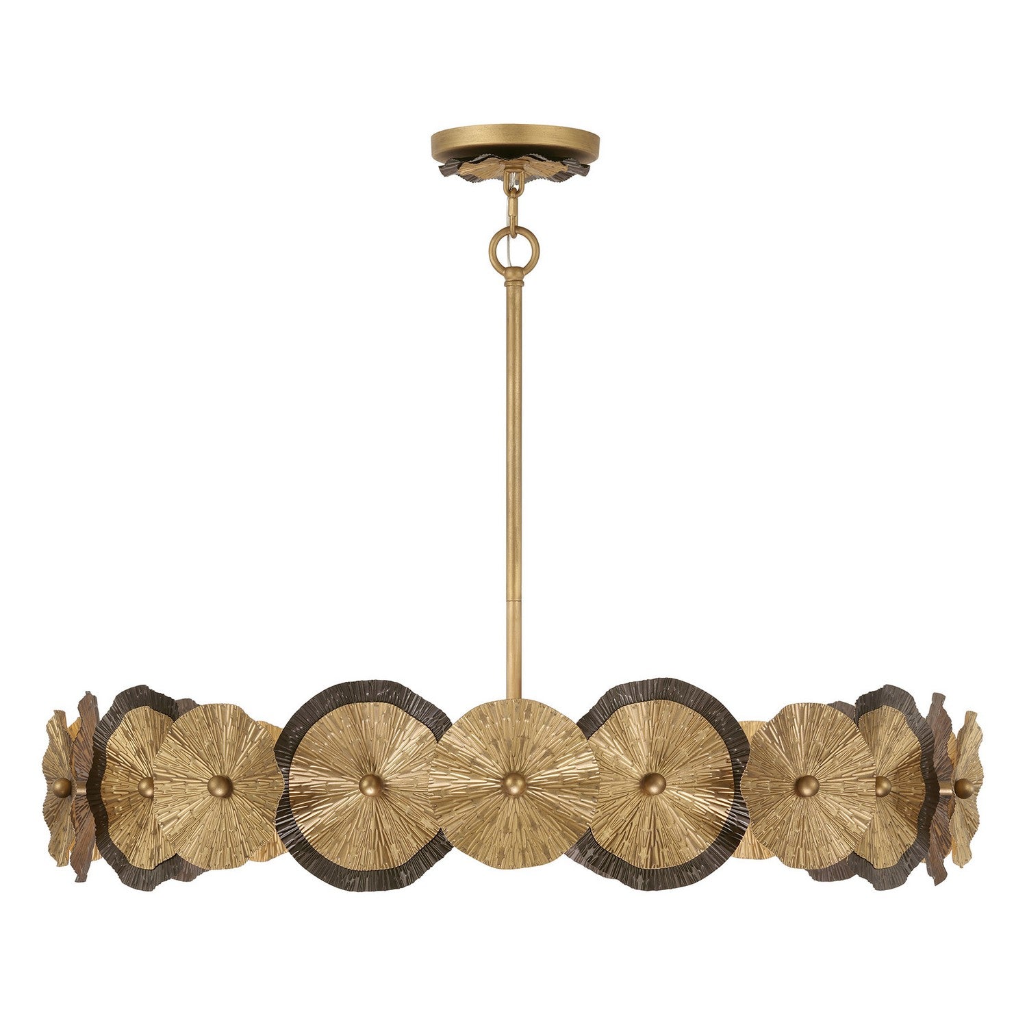 Lincoln Five Light Pendant in Distressed Gold and Bronze