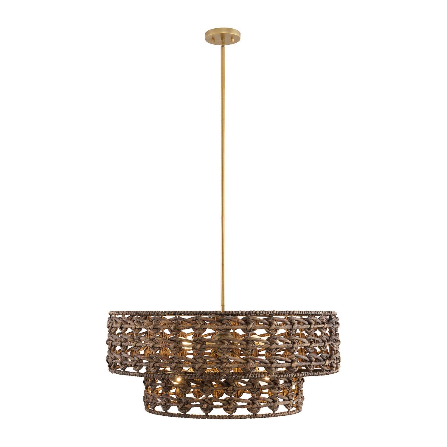 Silencio Seven Light Pendant in Riviera Brass