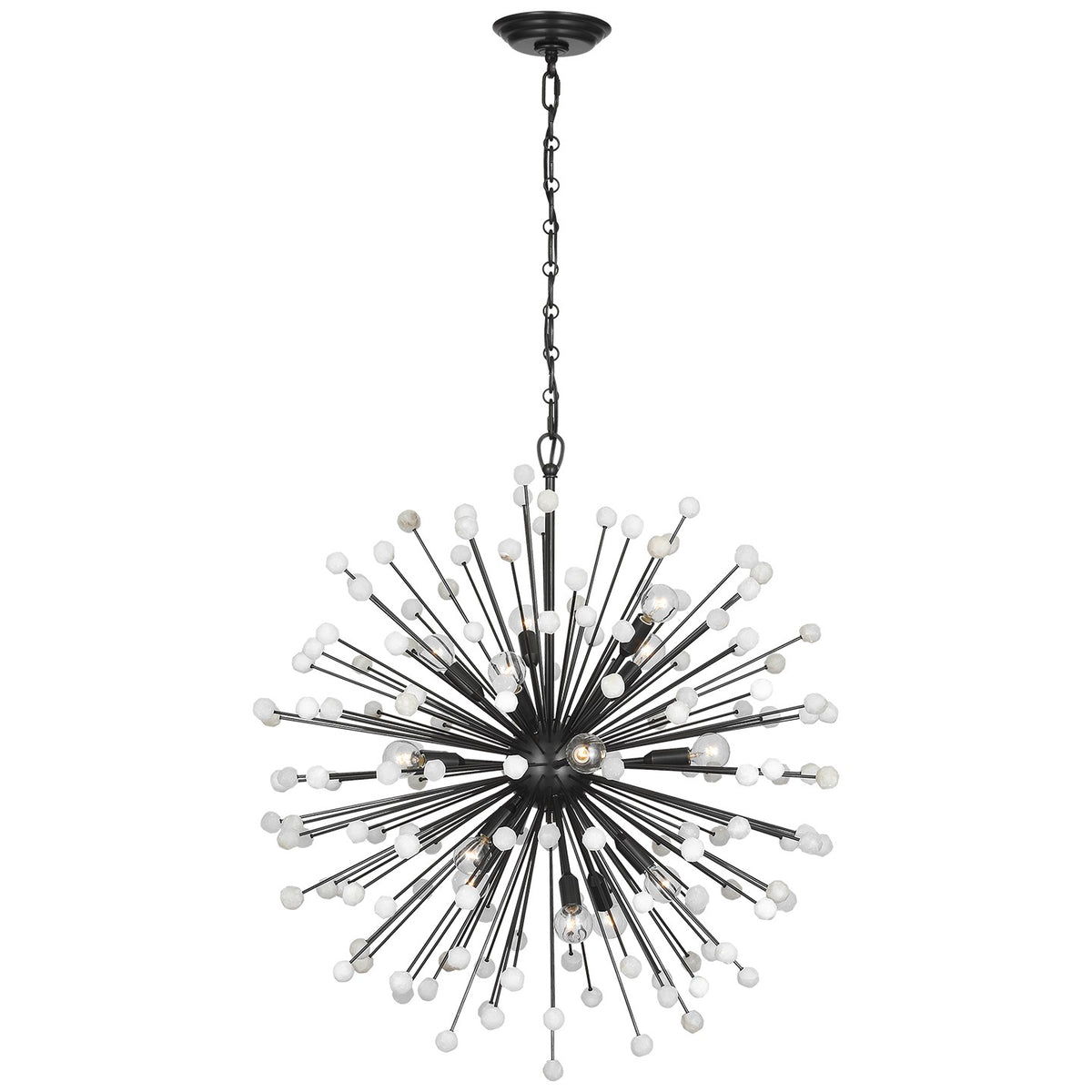 Lys LED Chandelier in Bronze and Alabaster