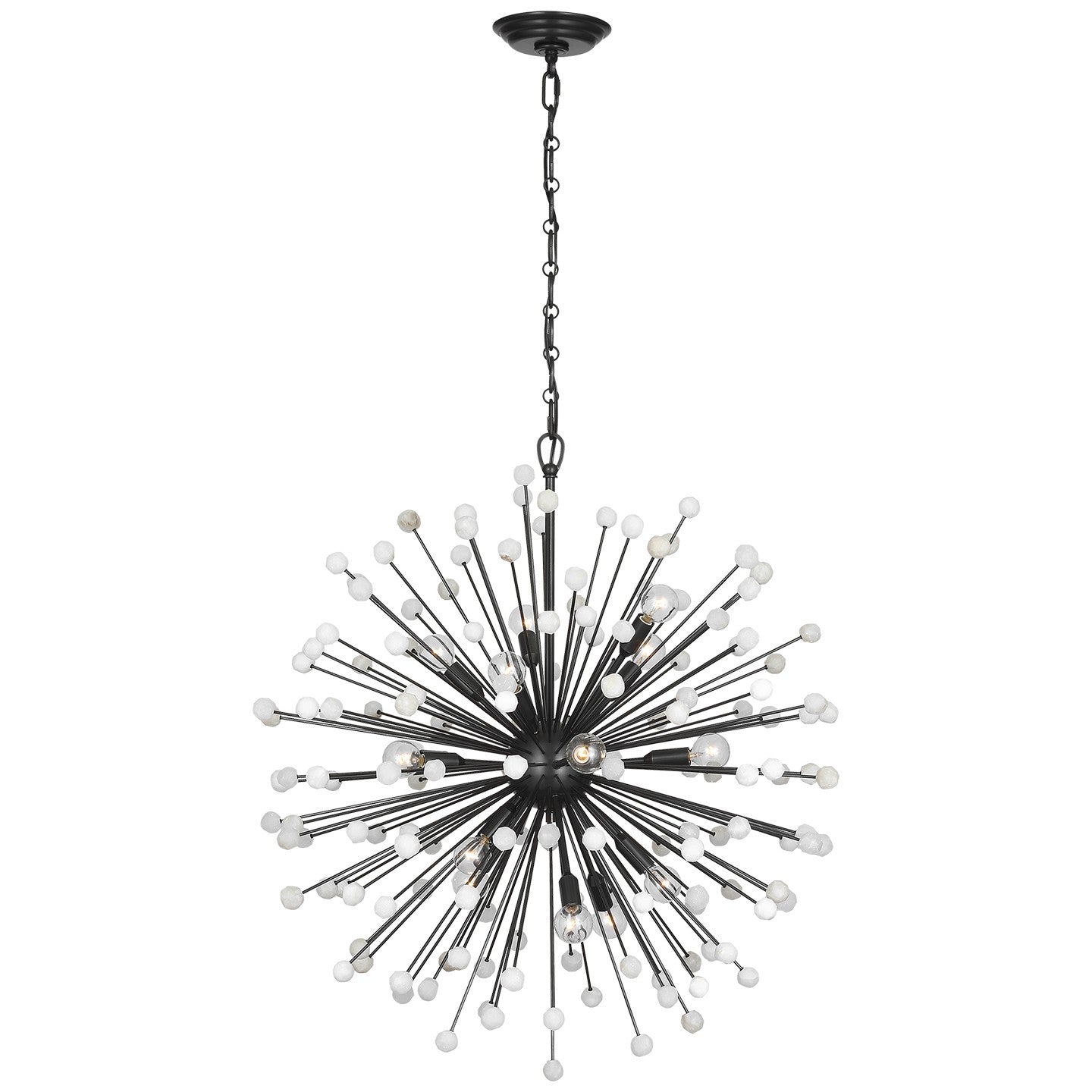 Lys LED Chandelier in Bronze and Alabaster