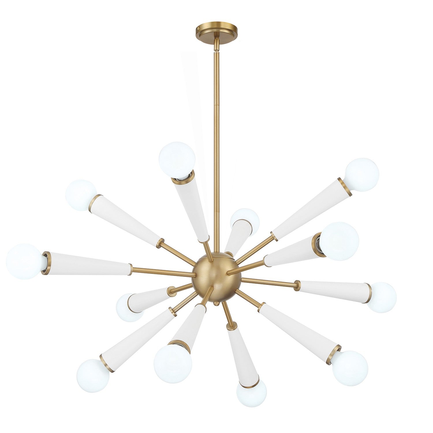 Lustre Zodiac à 12 lumières en laiton vieilli + blanc mat