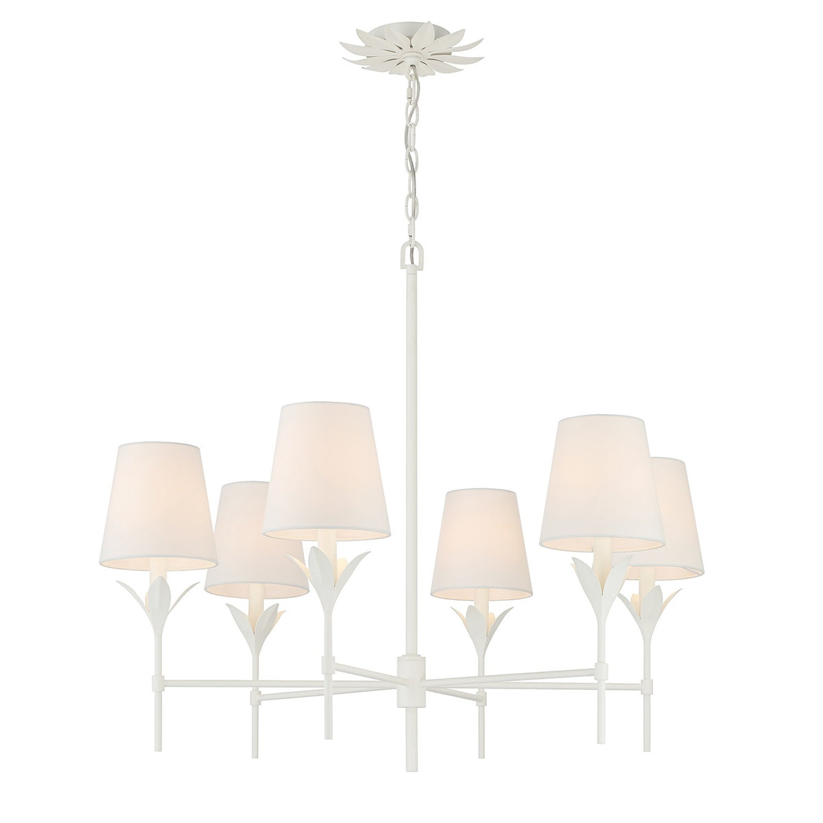 Broche Six Light Chandelier in Matte White