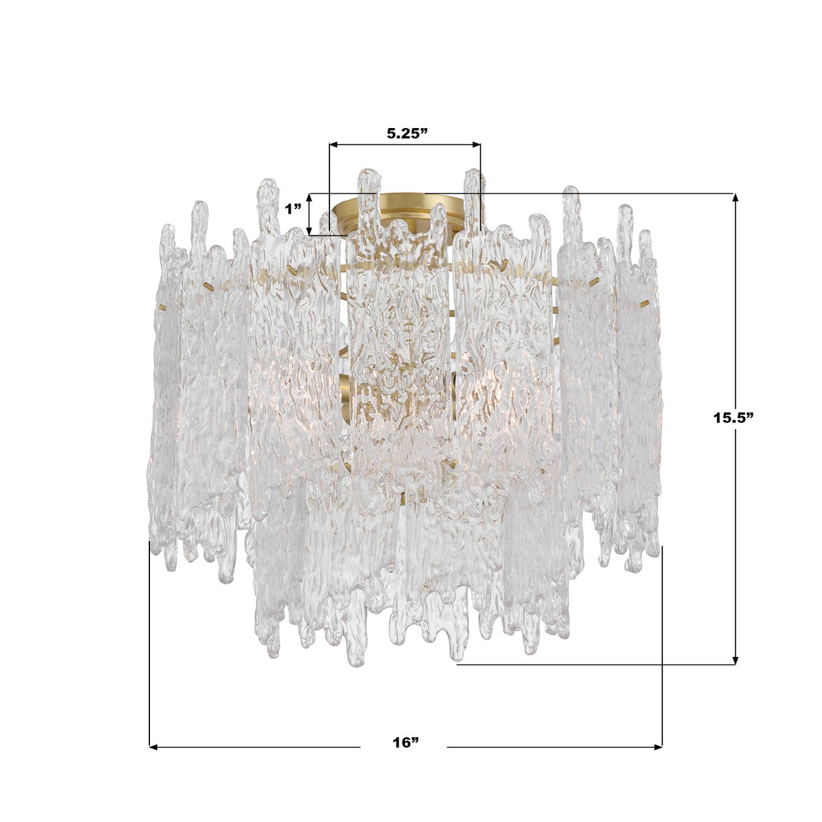 Ackerly Three Light Semi Flush Mount in Aged Brass