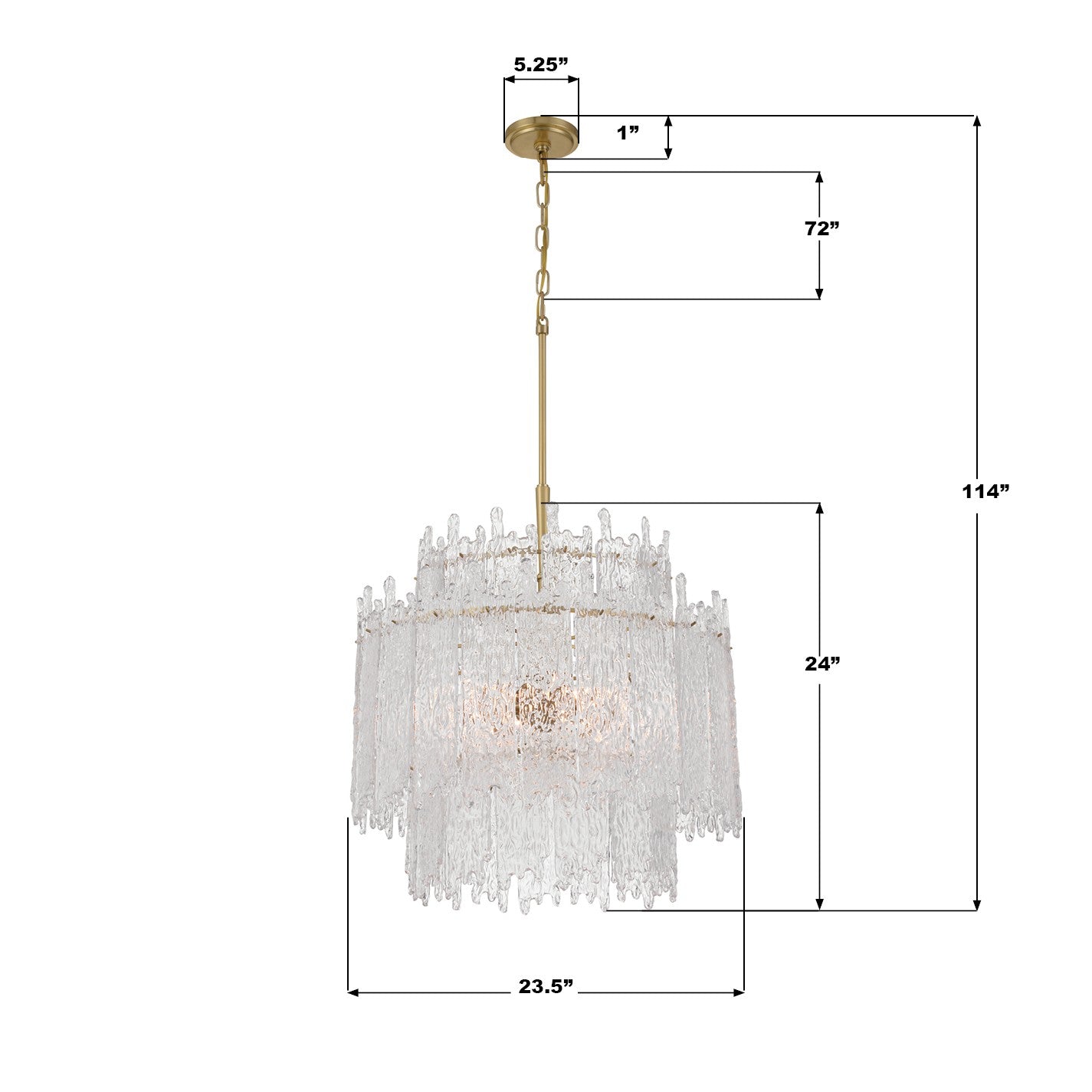 Lustre Ackerly à huit lumières en laiton vieilli