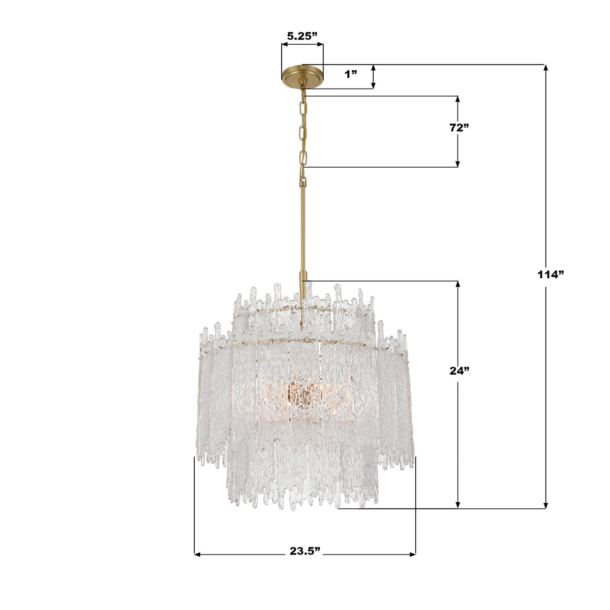 Ackerly Eight Light Chandelier in Aged Brass