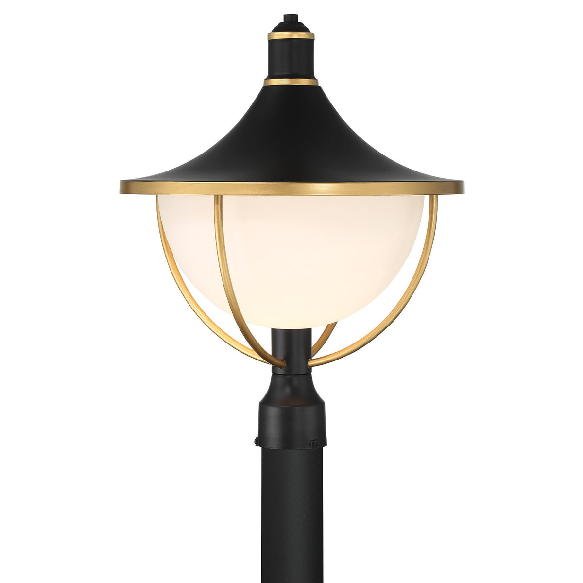 Atlas Outdoor Post Mount in Matte Black + Textured Gold
