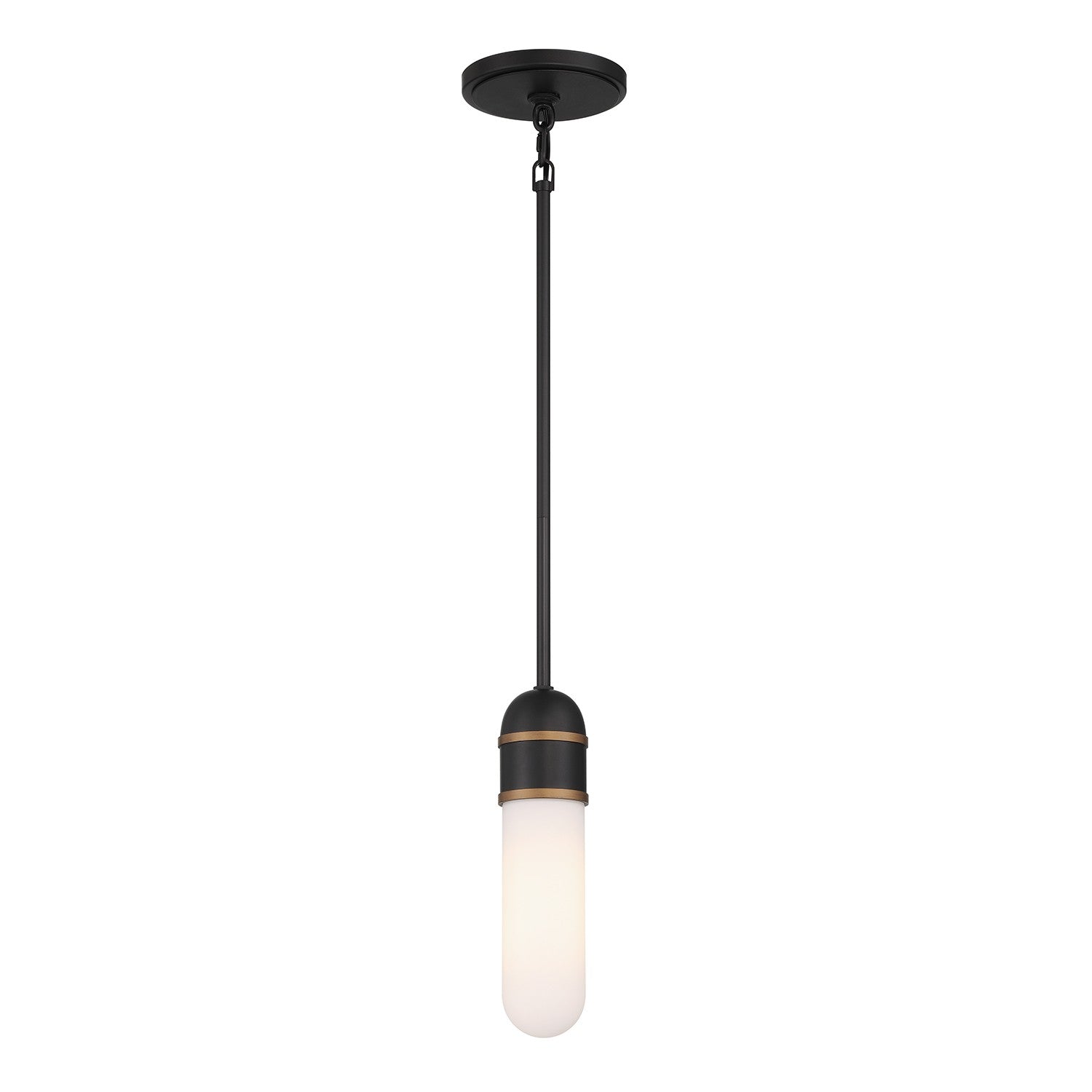 Capsule LED Mini Pendant in Matte Black + Textured Gold