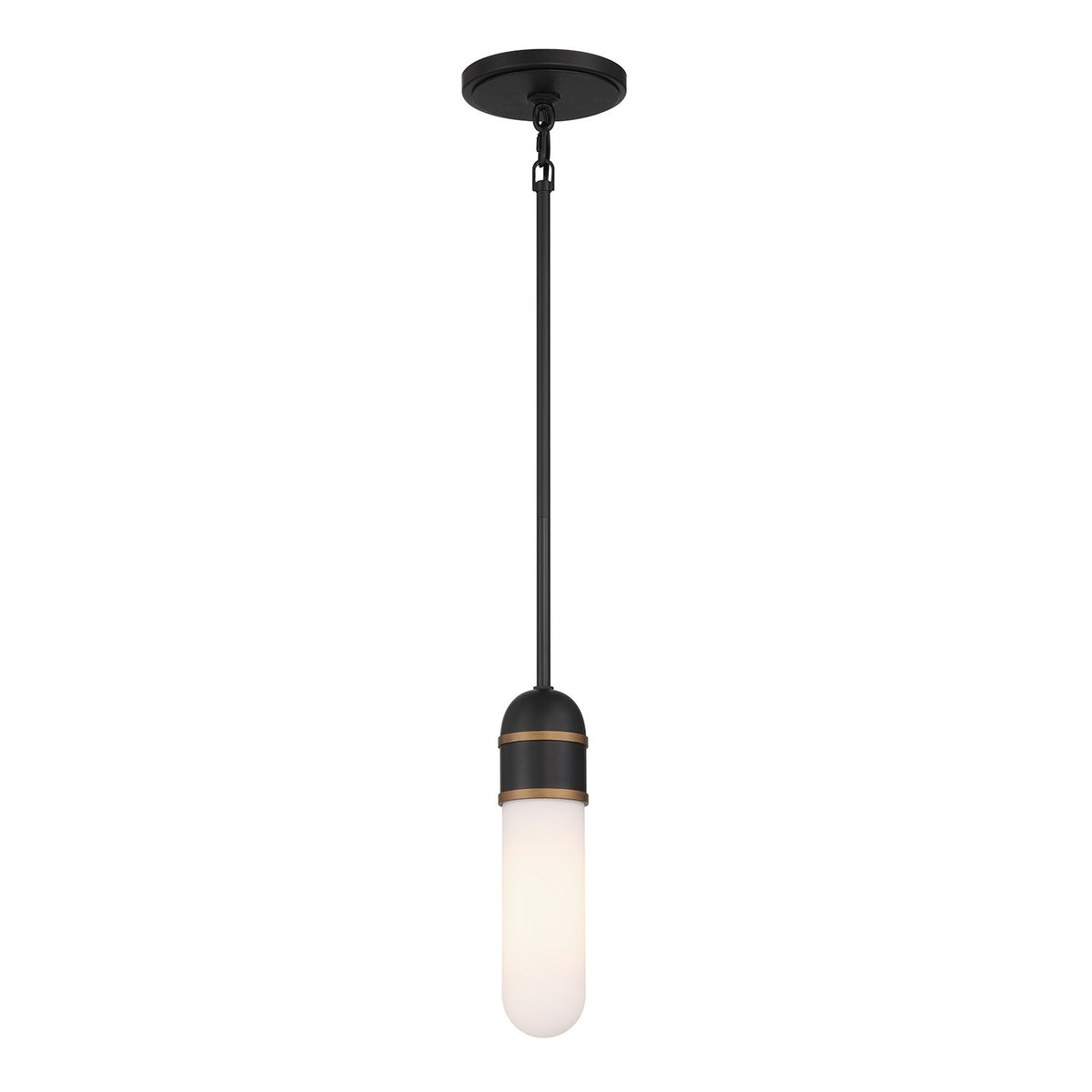 Capsule LED Mini Pendant in Matte Black + Textured Gold