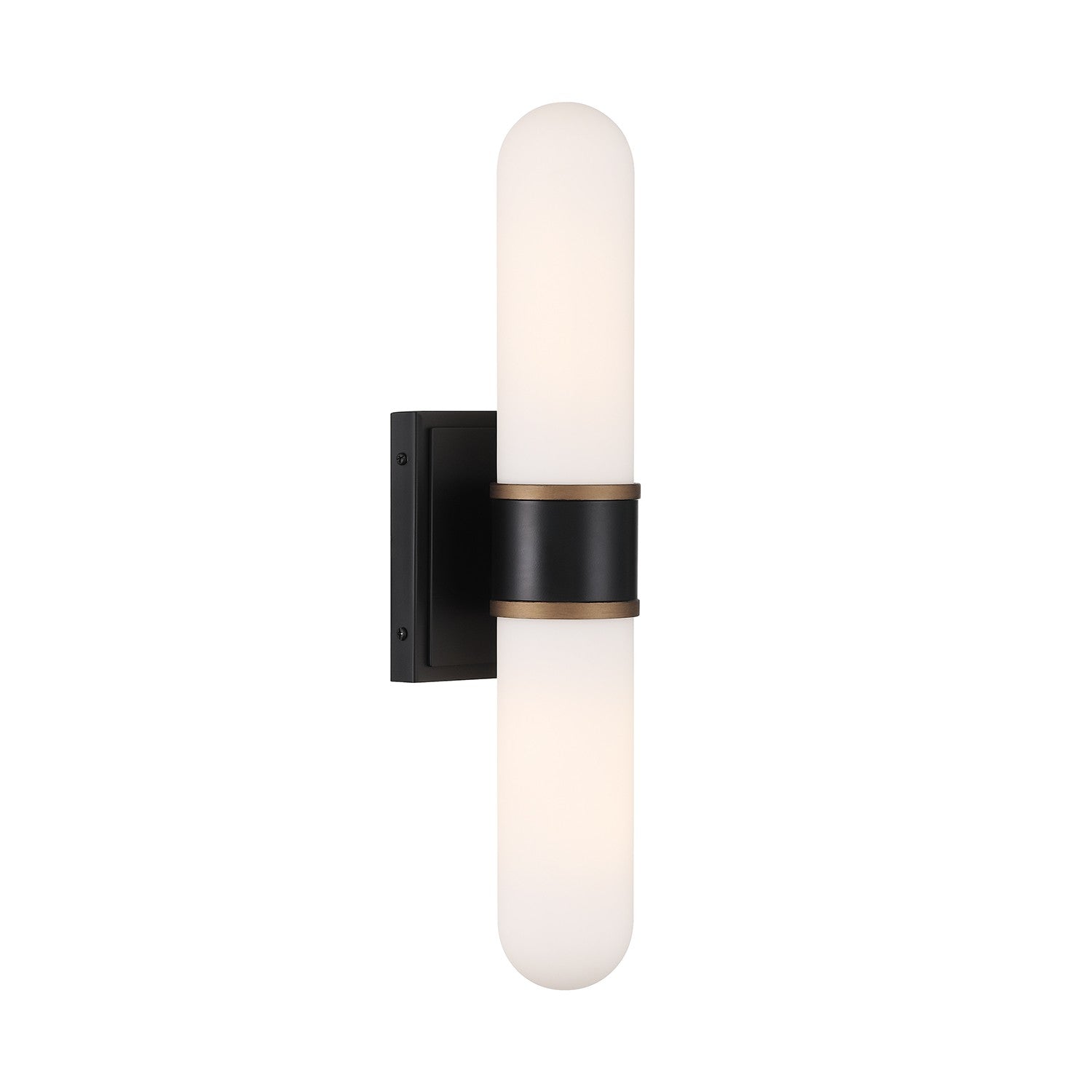 Capsule LED Wall Sconce in Matte Black + Textured Gold