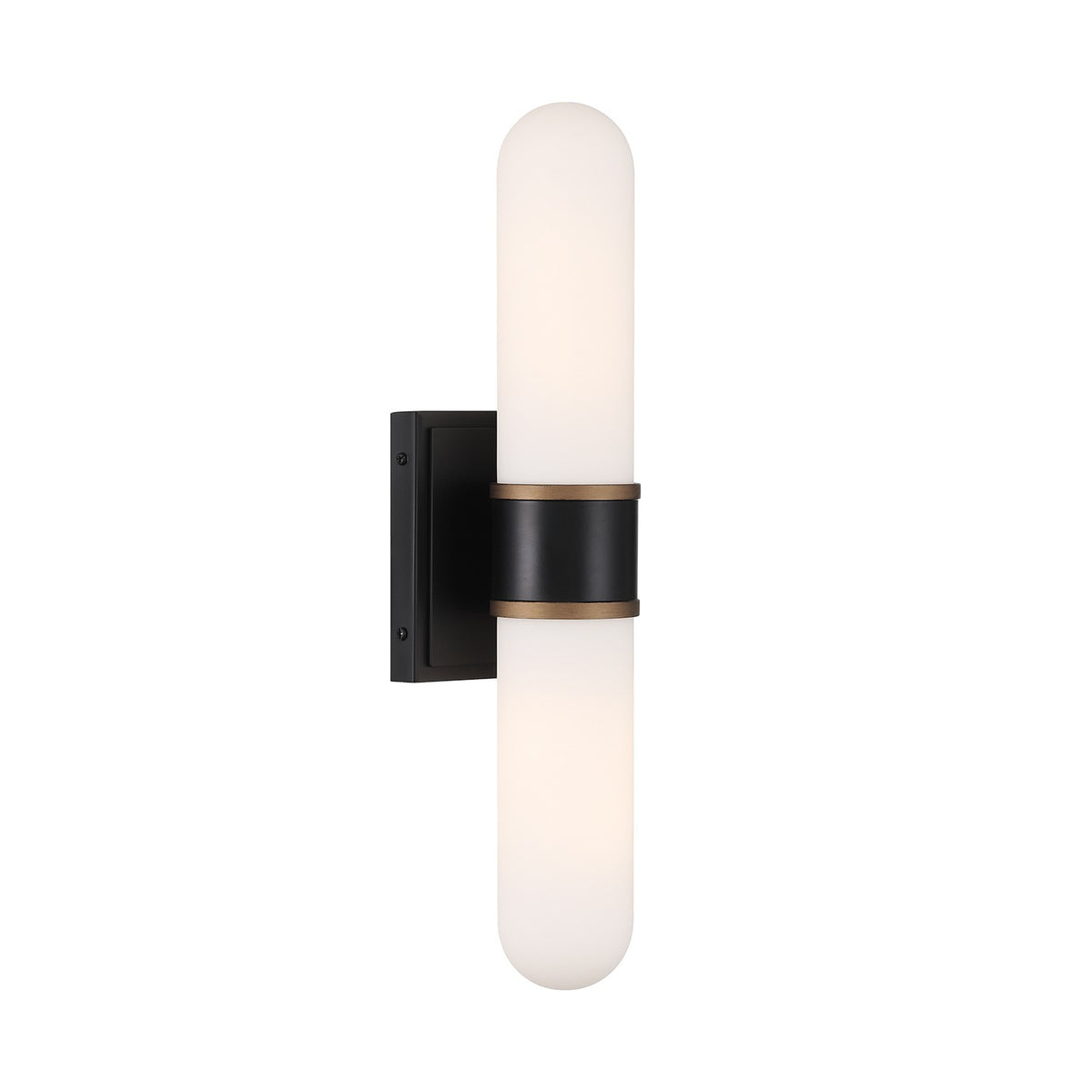 Capsule LED Wall Sconce in Matte Black + Textured Gold