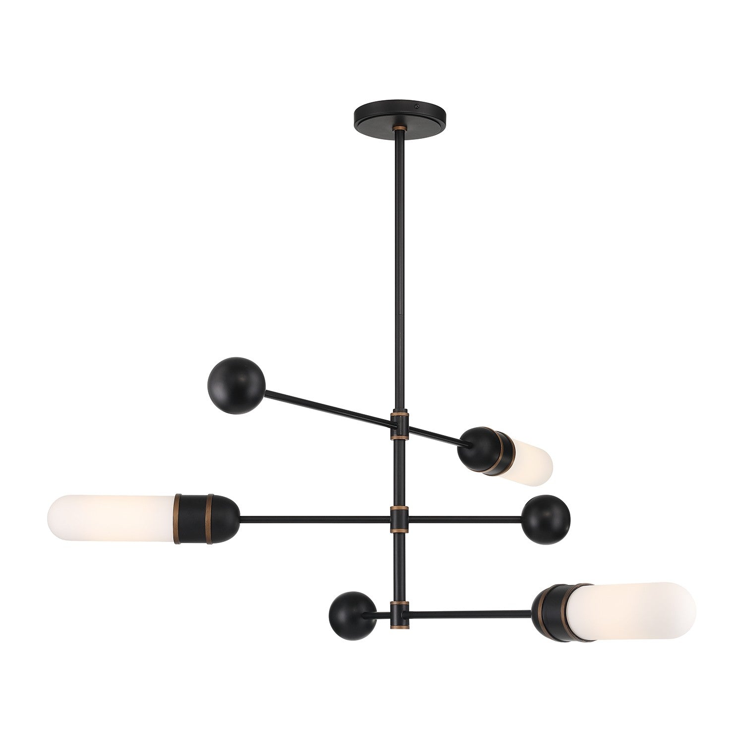Capsule LED Chandelier in Matte Black + Textured Gold