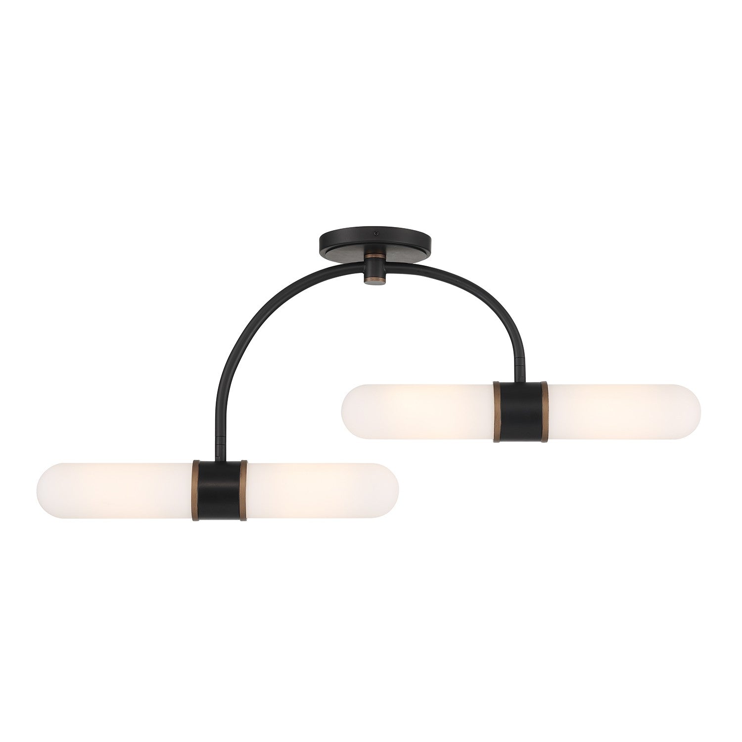 Capsule LED Semi Flush Mount in Matte Black + Textured Gold