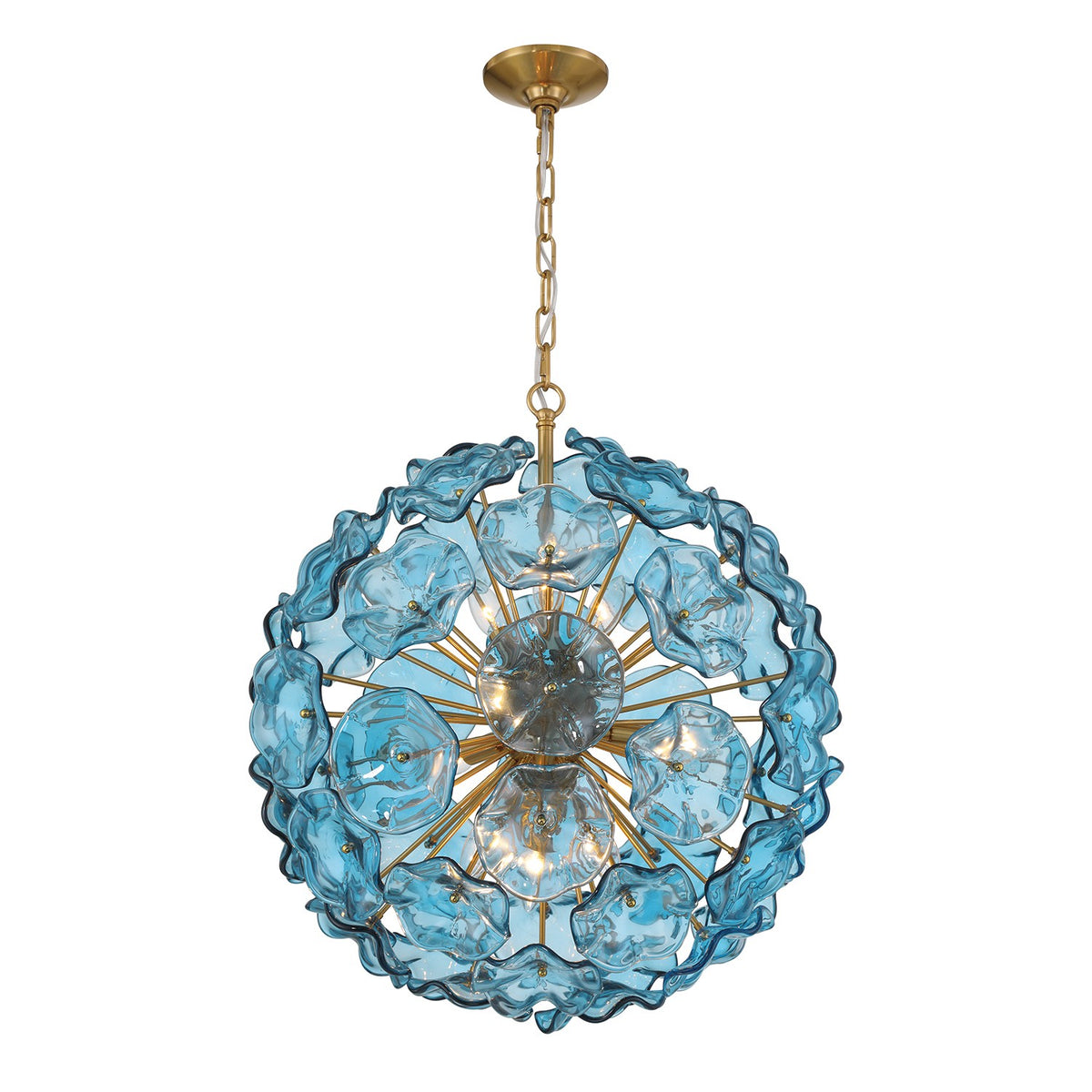 Esme Nine Light Pendant in Aged Brass