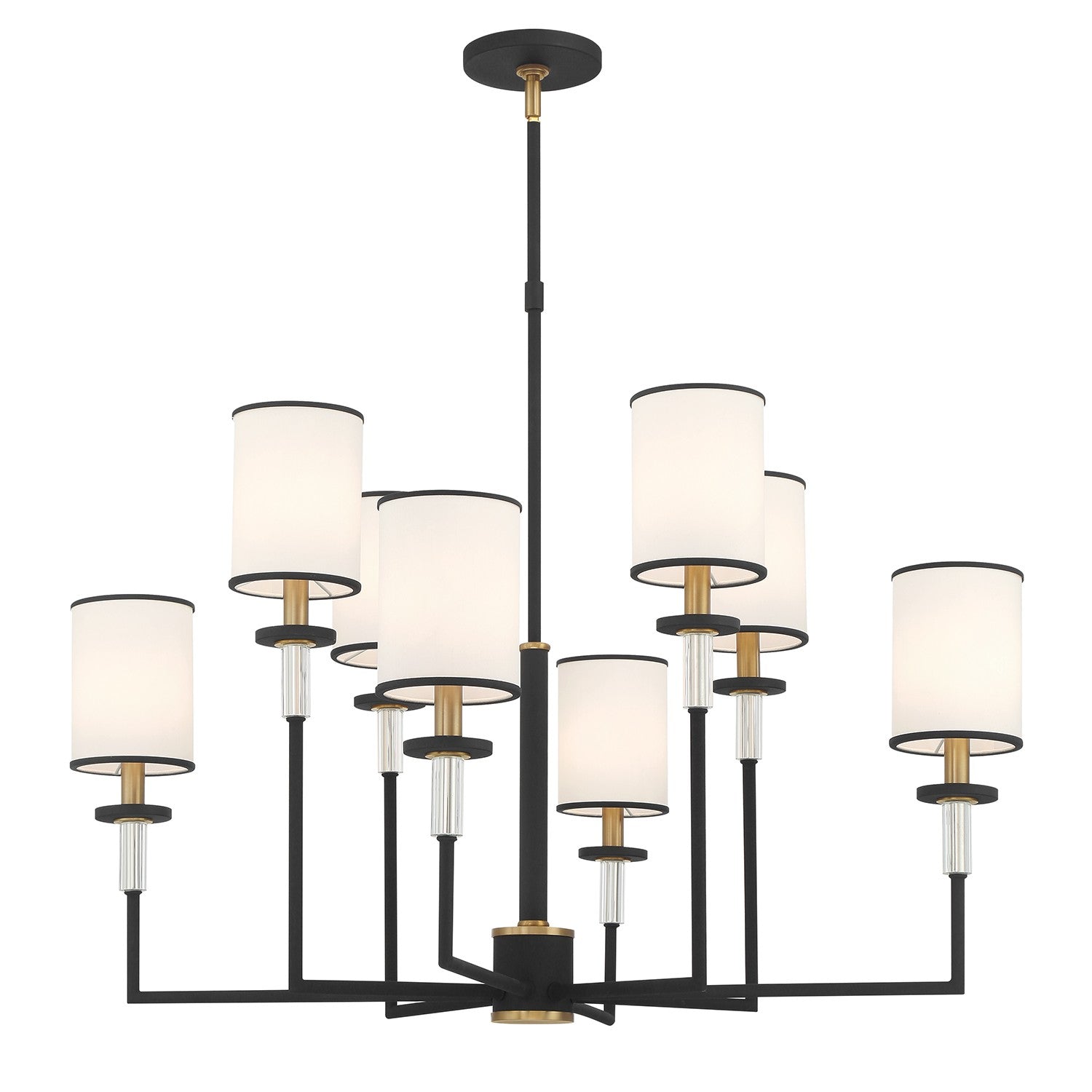 Hatfield Eight Light Chandelier in Black Forged + Vibrant Gold