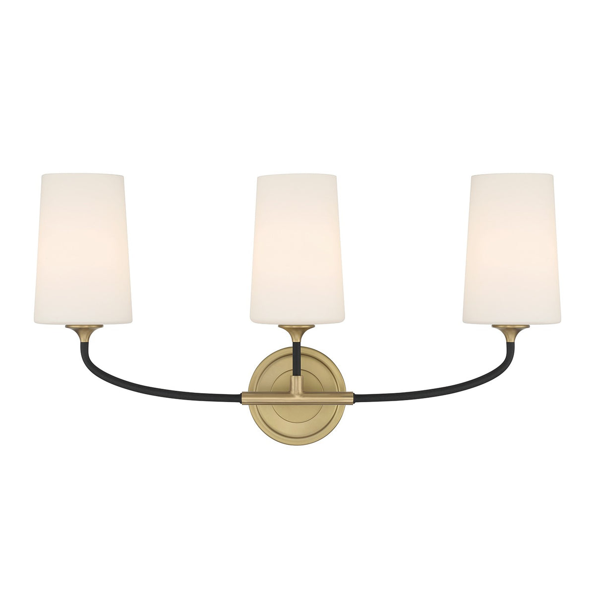 Niles Three Light Bath in Black Forged + Modern Gold