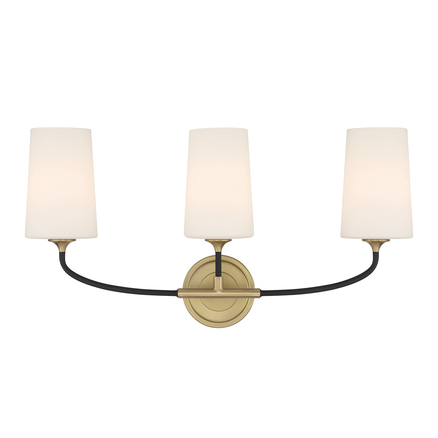 Niles Three Light Bath in Black Forged + Modern Gold