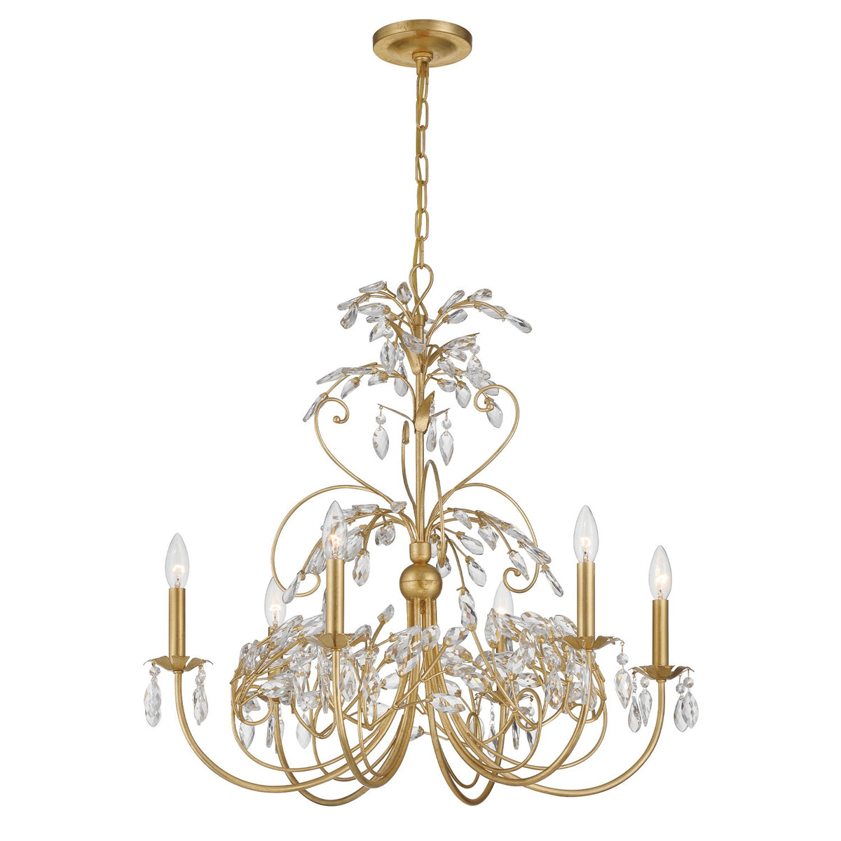 Sadie Six Light Chandelier in Antique Gold