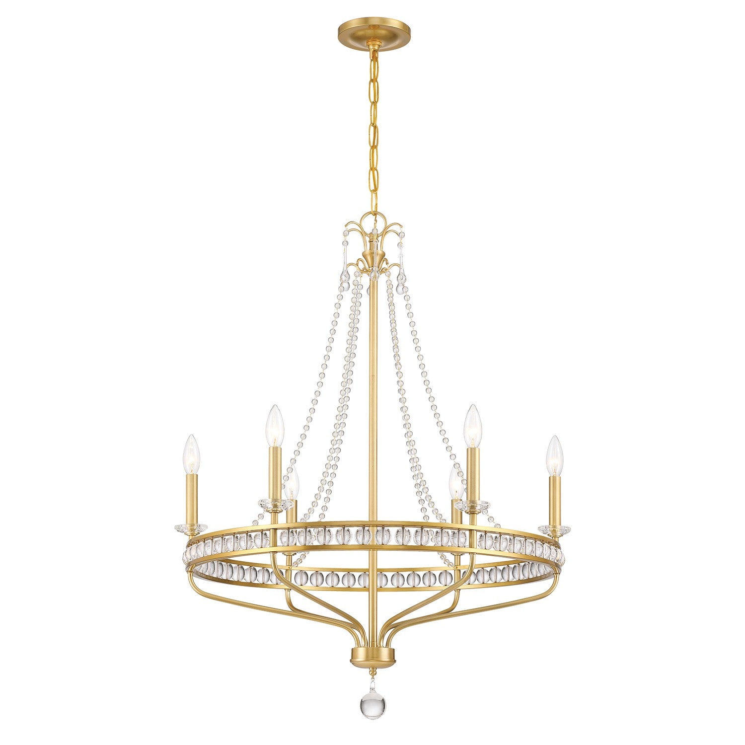 Seville Six Light Chandelier in Aged Brass