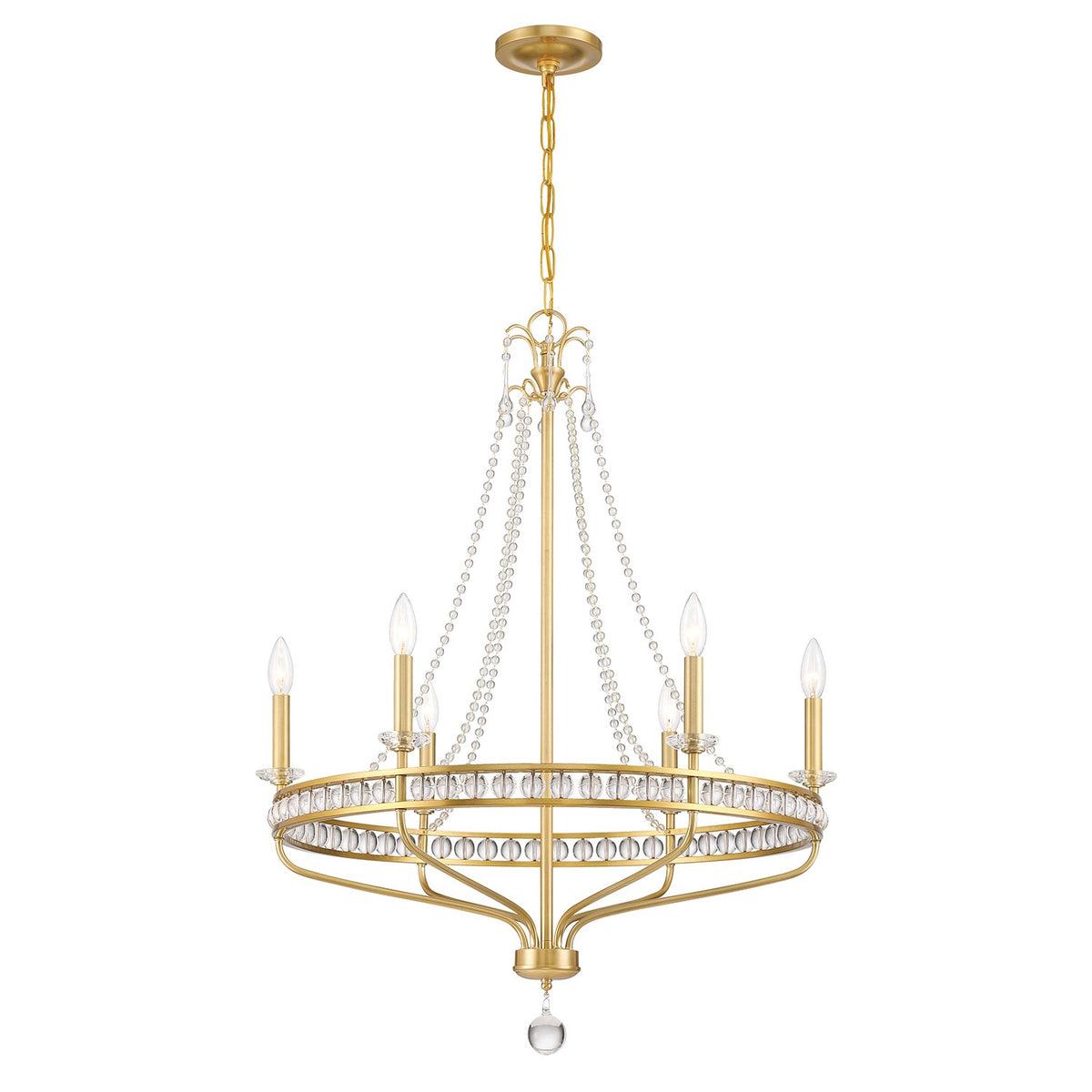 Seville Six Light Chandelier in Aged Brass