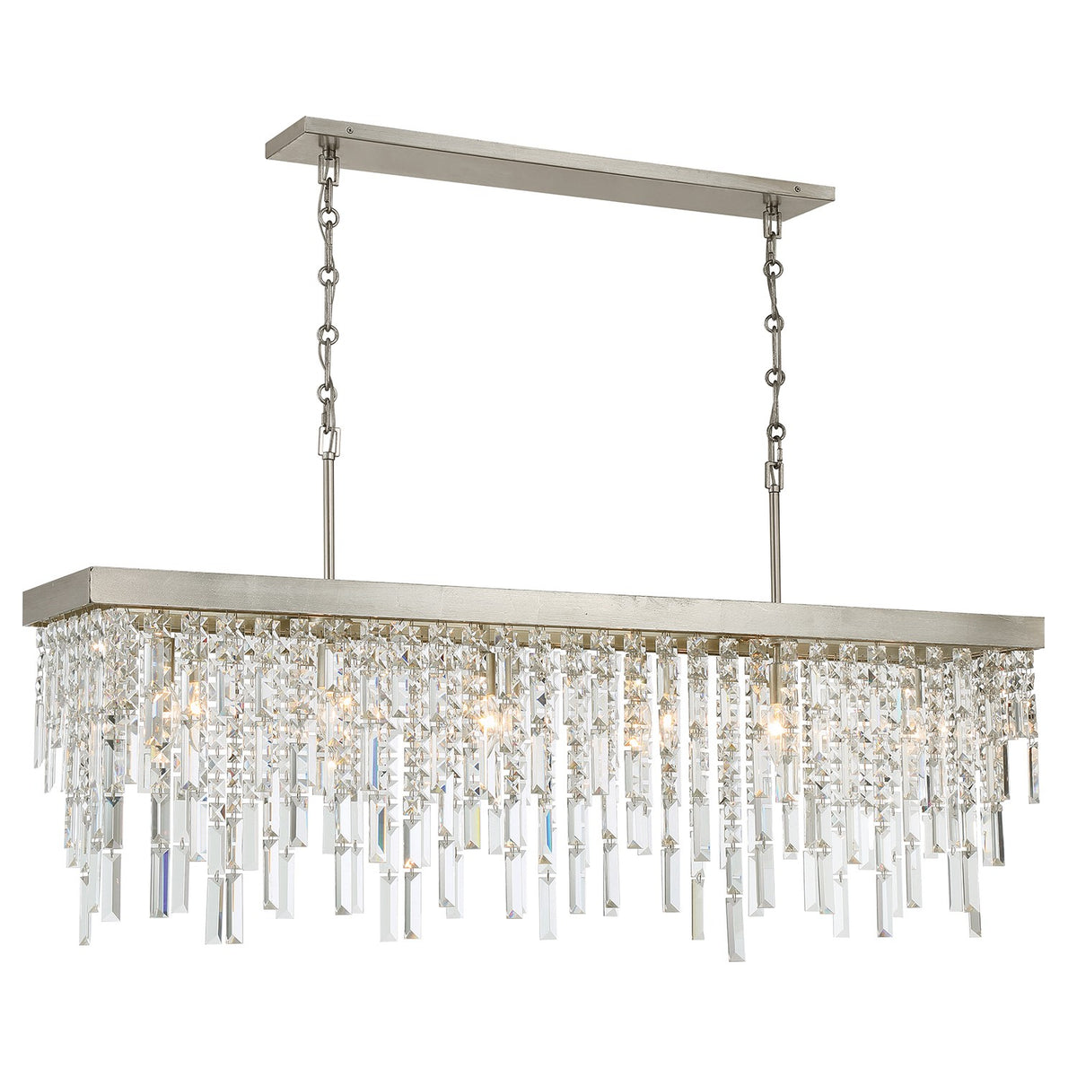 Winfield Six Light Linear Chandelier in Antique Silver