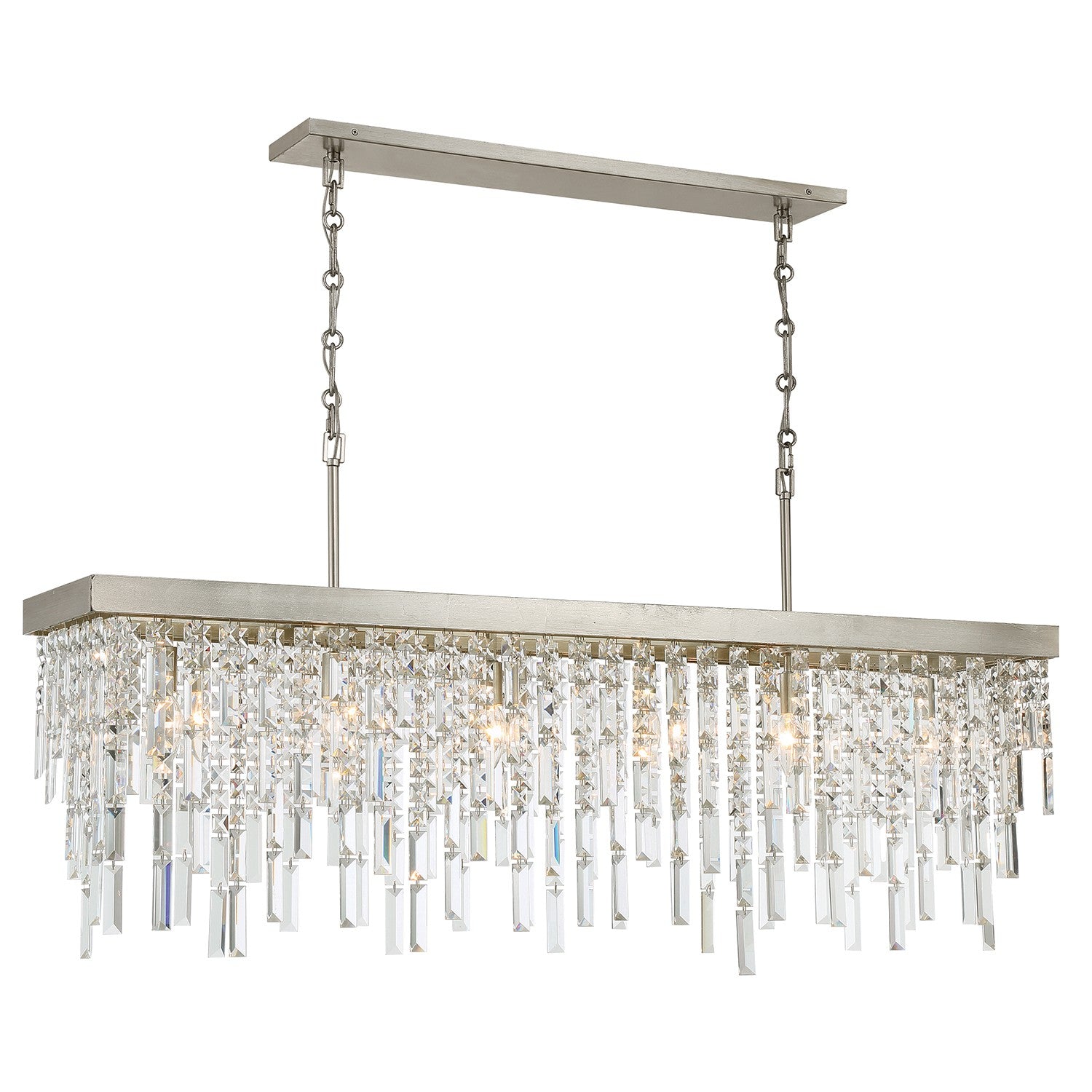 Winfield Six Light Linear Chandelier in Antique Silver