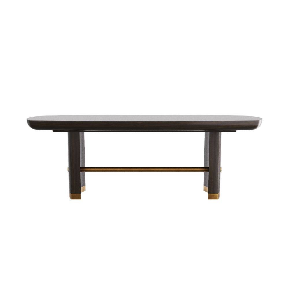 Pembroke Dining Table in Ebony Oak Veneer/Vintage Brass