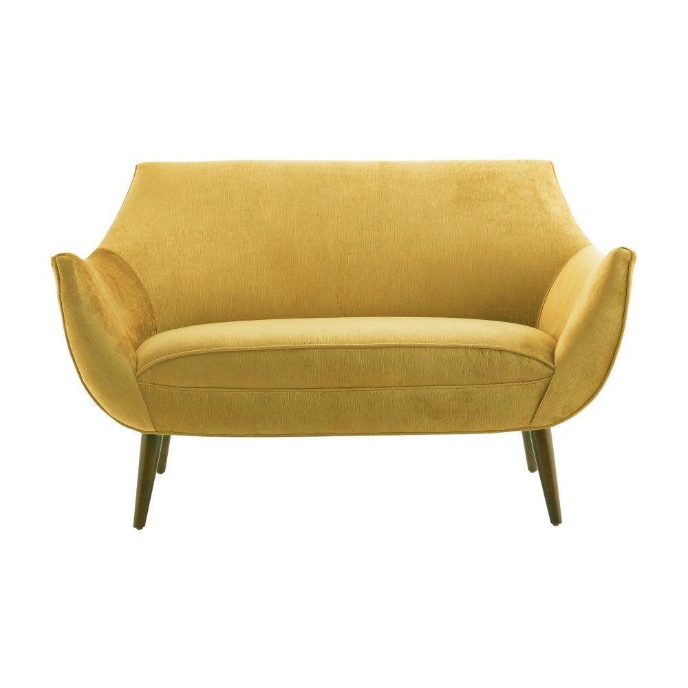 Leandro Settee in Marigold Velvet