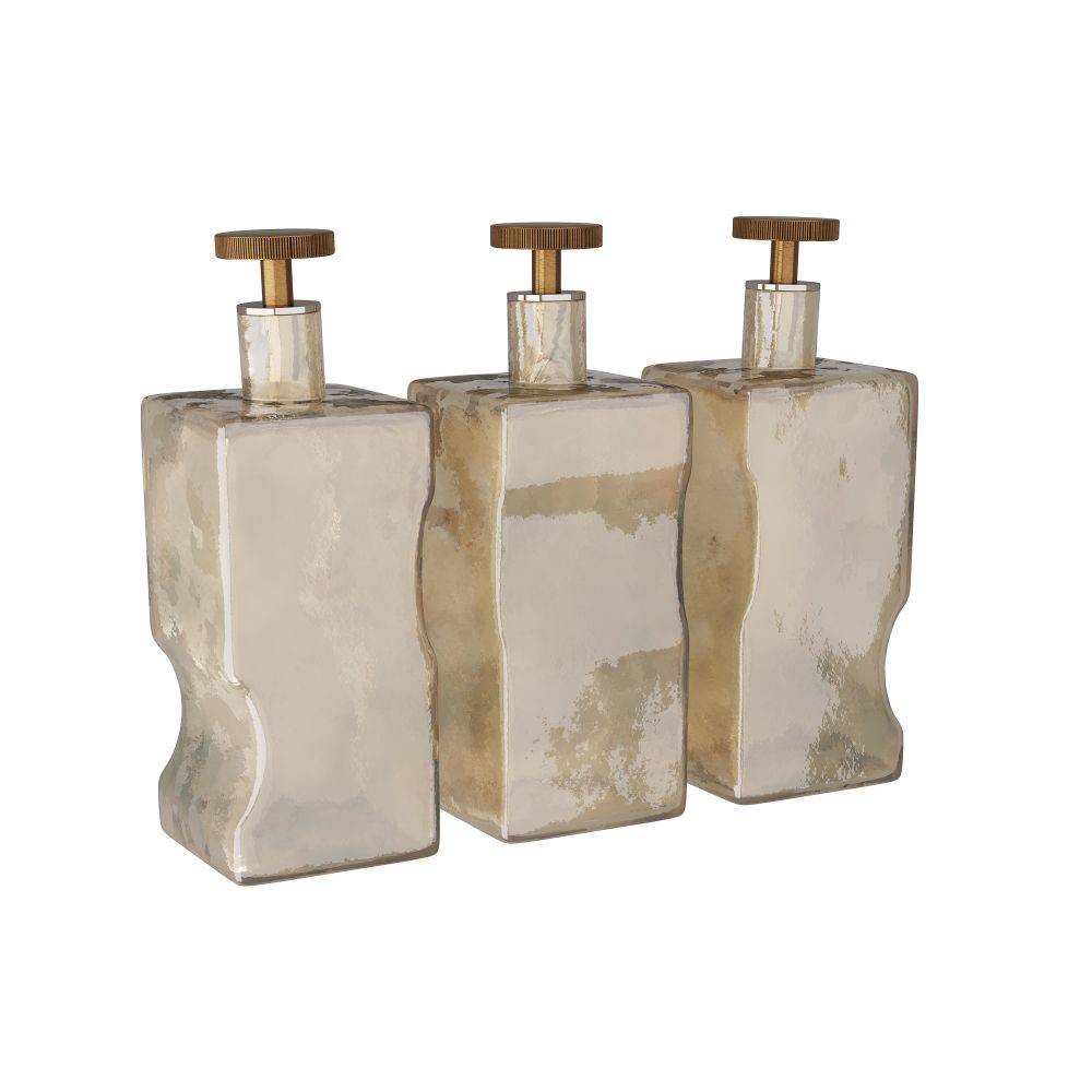 Zerdomo Decanters, Set of 3 in Smoke Luster