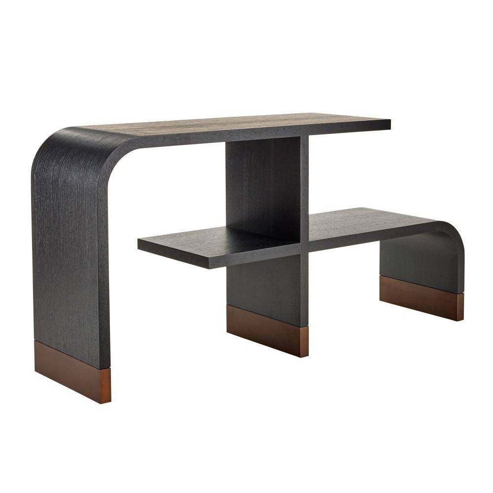 Wyngate Etagere in Ebony Oak Veneer/Antique Brass