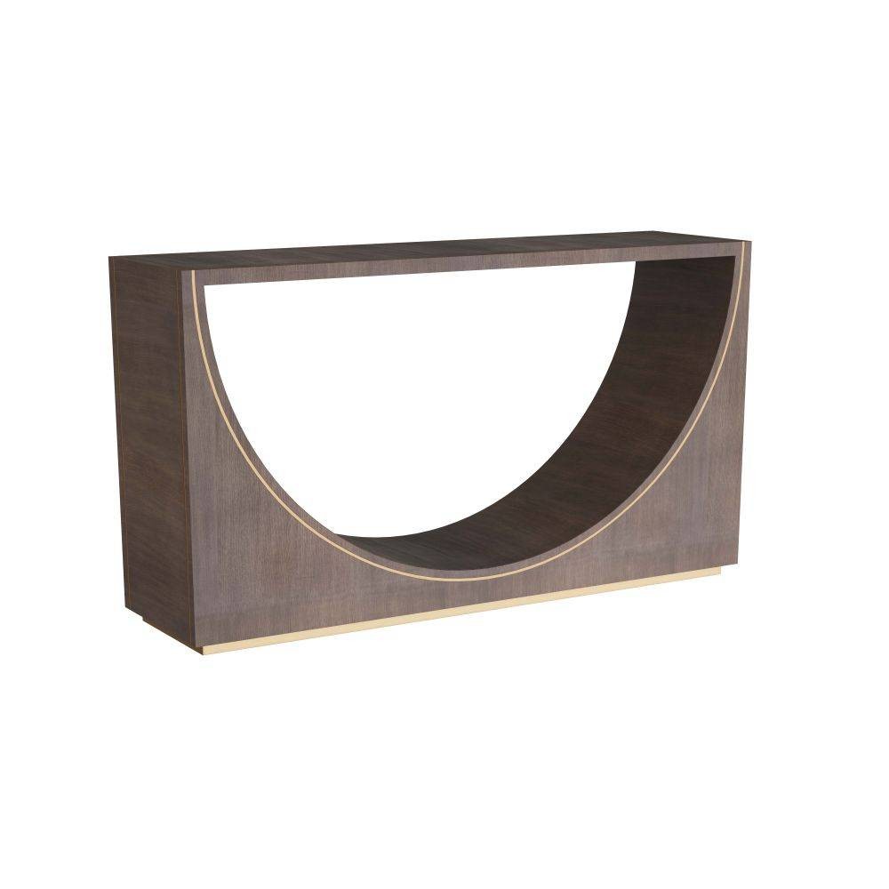 Tatton Console in Umber Oak Veneer/Antique Brass