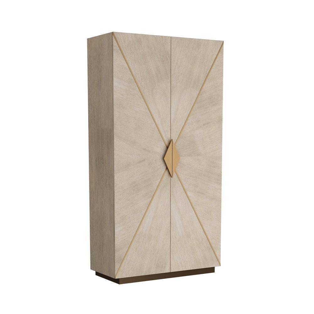 Tidwell Cabinet in Smoke Oak Veneer/Antique Brass