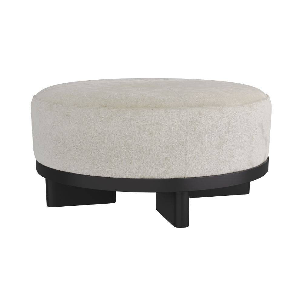 Aurora Ottoman in White Hair on Hide