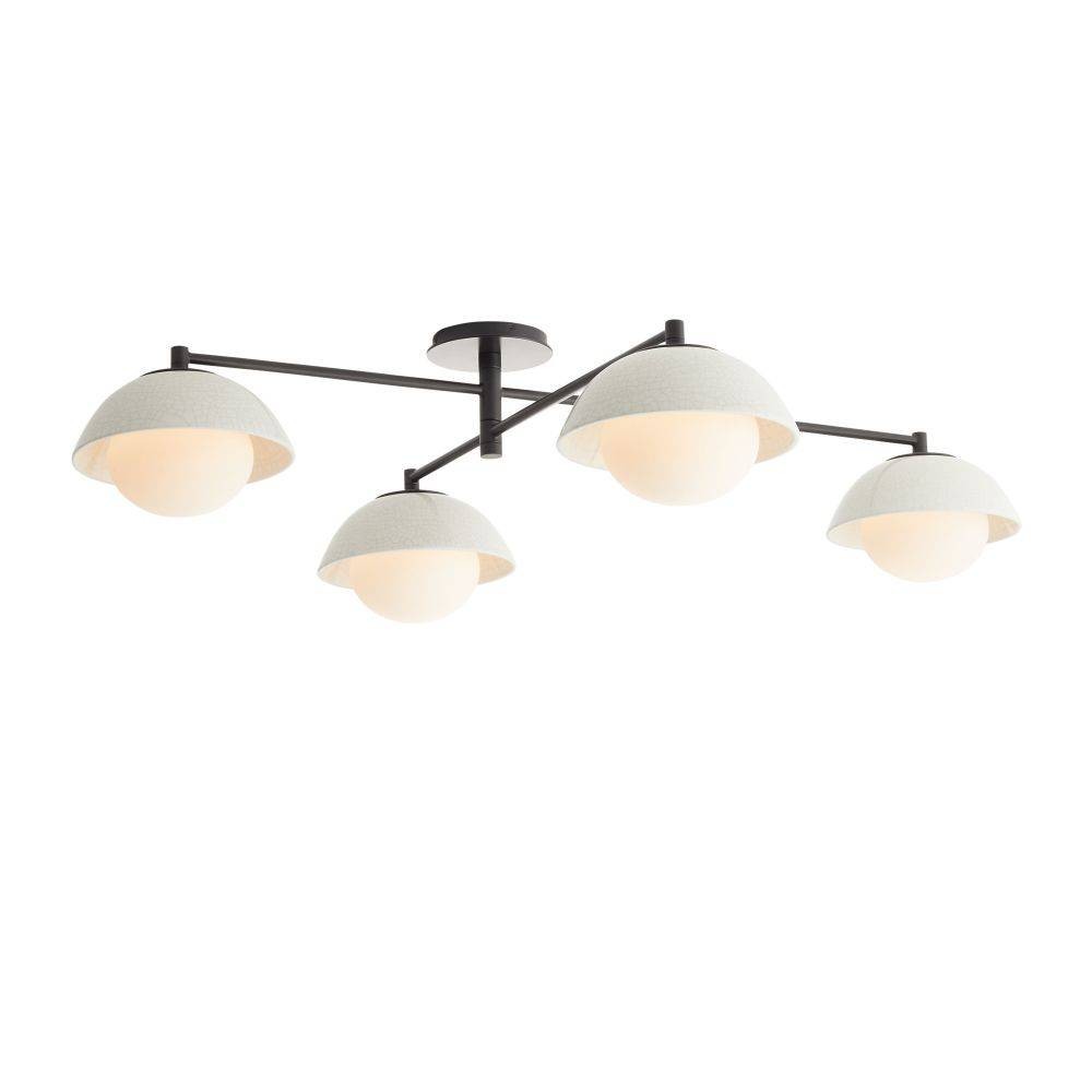 Glaze Four Light Flush Mount in Ivory Stained Crackle