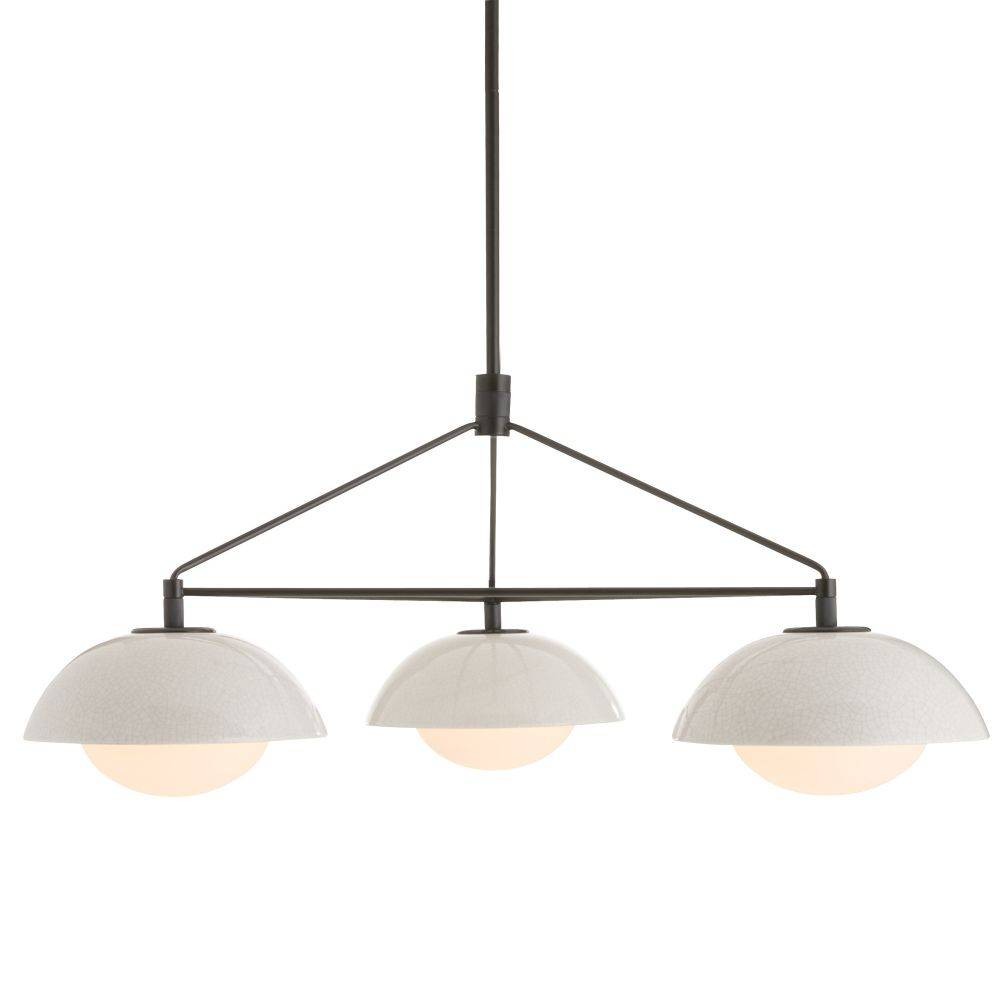 Lustre à trois lumières Glaze en ivoire craquelé teinté