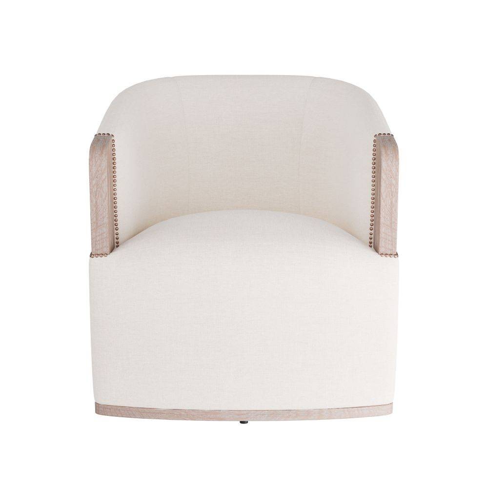 Reveal Lounge Chair in Bone Linen/Cerused Oak/Antique Brass Nailheads