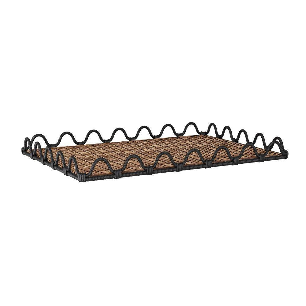 Mar Tray in Natural & Black, Rattan