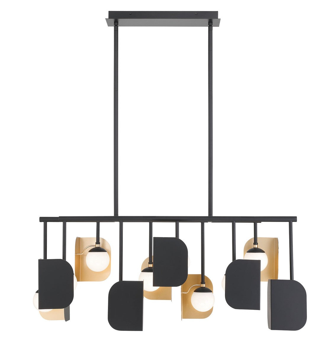 Cornice LED Linear Chandelier in Gold-Black Mix