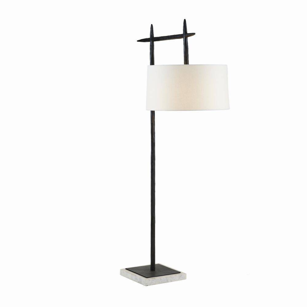 Eileen One Light Floor Lamp in Blackened Iron/White/Off-White/Off-White