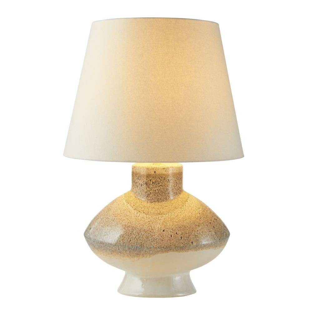 Lampe de table Ginn One Light en finition Pebble Reactive/laiton antique/blanc cassé/blanc cassé