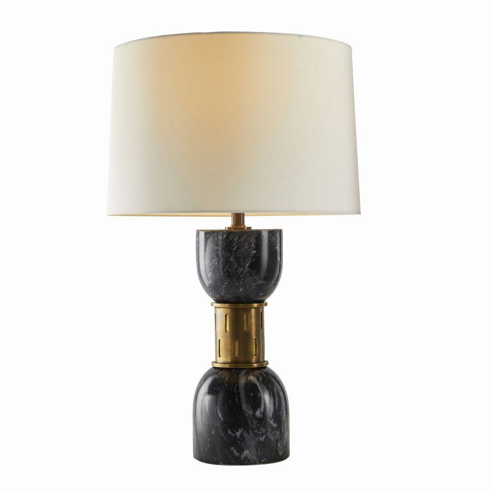 Dalton One Light Table Lamp in Black/Antique Brass/Off-White/Off-White