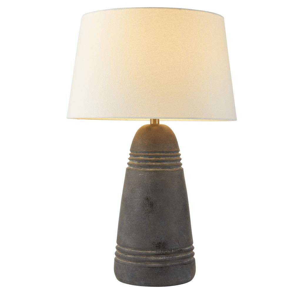 Django One Light Table Lamp in Matte Charcoal/Antique Brass/Off-White/Off-White