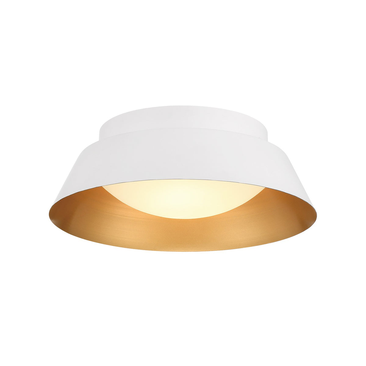 Donoven LED Flush Mount in White + Gold