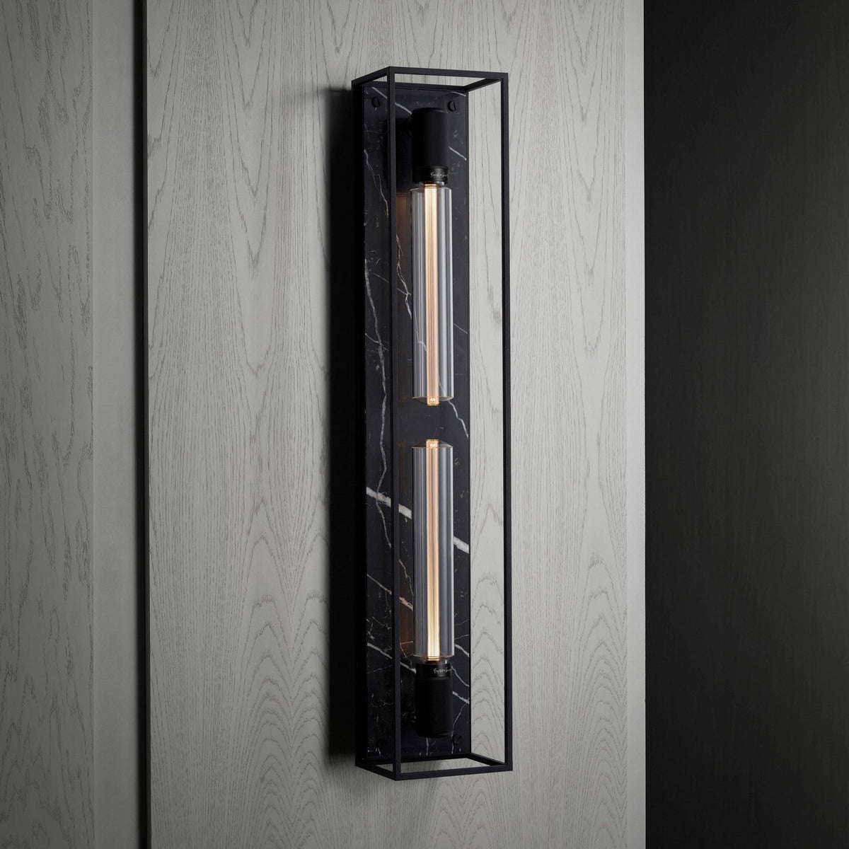 Two Light Wall Sconce in Black Marble