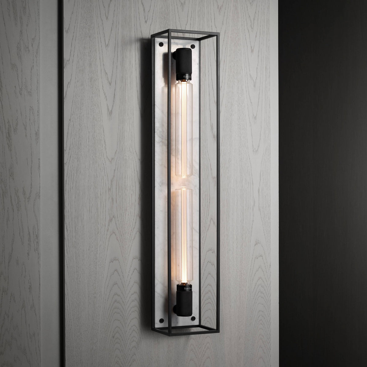 Two Light Wall Sconce in White Marble